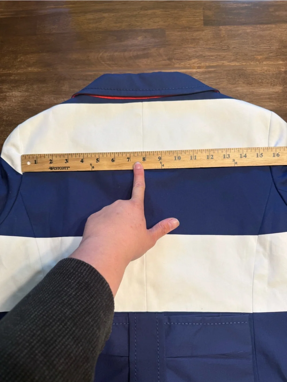 Kate Spade New York Franny Striped Coat Womens SZ L Button Up Bow Accent Preppy
